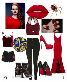 Cheryl Blossom Nails, Cheryl Blossom Outfits Inspired, Cheryl Blossom Outfits, Cheryl Style, Riverdale Fashion, Fandom Outfits, Cheryl Blossom, Black Outfits, Pinterest Outfits