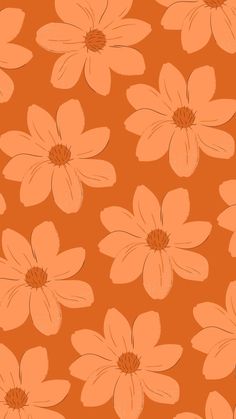 an orange and pink flower pattern with white flowers on the bottom half of each flower