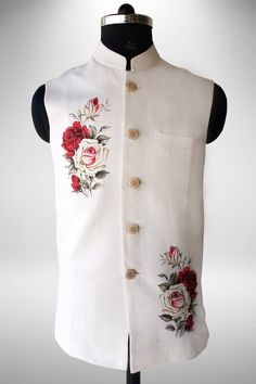 Buy Exclusive Hand Painted Waist Coat for Men,hand Painted Nehru Jackets,modi Sleeveless Jacket,koti Waistcoat Jacket,designer Hand Paint Jacket Online in India - Etsy Painted Jacket Men, Waist Coat Designs Men, Koti Design For Man, Luxury Silk Nehru Jacket For Men, Luxury Nehru Jacket With Buttons For Winter, Luxury Off-white Nehru Jacket For Men, Koti Jacket For Men, Waist Coats For Men, Clothing Practice