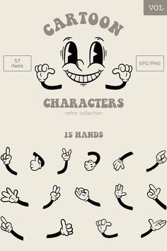 cartoon characters with hand gestures and expressions for each character in the video game, cartoons