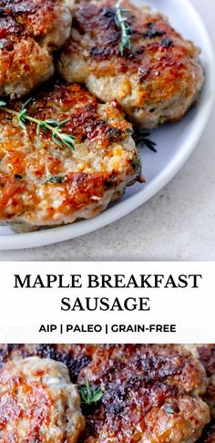 maple breakfast sausage on a plate with text overlay