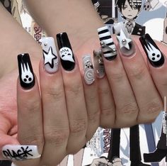 Make And Soul Soul Eater, X On Nails, Nail Sets Ideas, Cute Grunge Nails