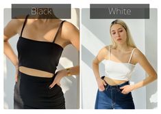 "★Product: - It is a polyester-containing fabric. - It is lycra. - Stretch and soft texture fabric - Spaghetti strap - Close fit - Square Neck - Bra-friendly strap- It does not stick and does not itch. - There are two sizes; S-M and L-XL ★ Model Size: -Waist62cm / 24.4\" -Hips85cm / 33.5\" -Bust75cm / 29.5\" -- Model is 165 cm / 5'5\" Model wears Size S-M. ★ Measurements: S-M Bust: 64cm/ 25.2\" Length(front): 19cm/ 7.5\" Length(back): 21cm/ 8.3\"  Strap: 16cm/ 6.3\" L-XL Bust: 72cm/ 28.3\" Lengt High Stretch Sleeveless Tube Top, Fitted Sleeveless Tube Top With Built-in Bra, Fitted Tube Top With Built-in Bra, Sleeveless High Stretch Crop Top With Built-in Bra, Stretch Tube Top With Built-in Bra, Fitted Cami Tube Top, Fitted Seamless Camisole Tube Top, Fitted Seamless Cami Tube Top, High Stretch Summer Tube Top