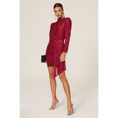 Pink sequins (95% Polyester, 5% Spandex). Sheath. Mock neck. Three-quarter sleeves. Back zipper closure. 33.5" from shoulder to hemline. Imported. Rent The Runway, Closet Designs, Pink Sequin, Three Quarter Sleeves, Quarter Sleeve, Sequin Dress, Trending Accessories, Three Quarter, Trending Shoes