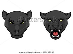 two black panther heads with yellow eyes