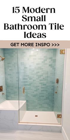 15 modern small bathroom tile ideas displayed with a shower featuring turquoise tiles. Tile Accent Wall Bathroom, Small Bathroom Tile, Shower Accent Tile, Unique Bathroom Tiles, Small Bathroom Tile Ideas, Small Tile Shower, Tranquil Bathroom, Colorful Bathroom Tile, Tile Accent Wall