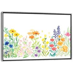 an illustration of flowers and grass on a white background