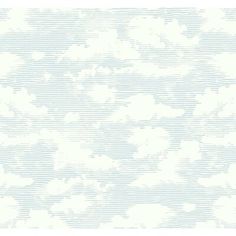 the sky with clouds is shown in this blue and white wallpaper pattern that has been drawn