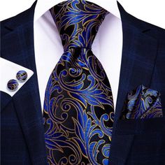 New Product -Silk -Including 1 Tie + 1 Pocket Square + 1 Pair Cufflinks -Tie Length: 59.06 Inches(150cm) -Tie Width: 3.35 Inches(8.5cm) -Pocket Square: 9.5inches*9.5inches(24cm*24cm). The Narrows, Gold Tie, Peacock Pattern, Ties For Men, Tie For Men, Paisley Tie, Men Formal, Cufflink Set, Tie Set