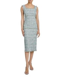 Santorelli Tweed Sheath Dress Black B, Tweed Fabric, Sheath Dress, Square Neck, Stretch Fabric, Fabric Design, Pick Up, In Store, Buy Online