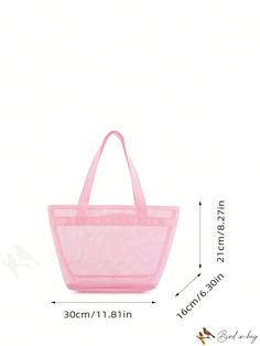 BirdinBag - Modern Mesh Beach Tote Bag with Dual Handles Summer Travel Pink Bucket Bag, Pink Tote Satchel For Beach, Pink Tote Satchel For The Beach, Pink Shoulder Bag For Daily Use And Beach Season, Pink Shoulder Bag For Daily Use During Beach Season, Pink Satchel For Daily Use In Summer, Pink Bags For Everyday Beach Season, Pink Everyday Bags For Beach Season, Pink Summer Tote Satchel