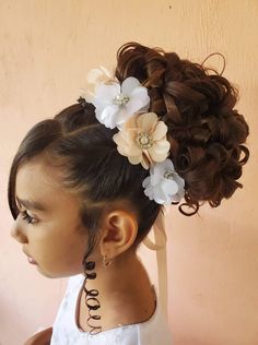 Girl Updo Hairstyles, Flower Girl Hairstyles Updo, Curly Hair Up, Girls Updo, Curly Braided Hairstyles, Kids Hairstyles For Wedding, Cute Toddler Hairstyles, Black Wedding Hairstyles, Curly Hair Videos