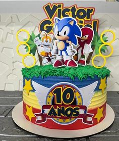 a sonic the hedgehog themed birthday cake