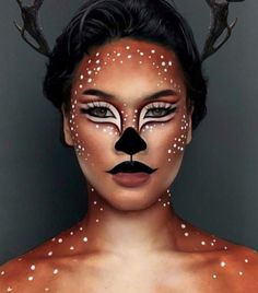 Deer Face Type, Photography Makeup Ideas, Dear Makeup, Deer Face, Fairy Costume Diy, Christmas Makeup Look