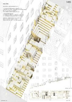 the floor plan for an apartment building with stairs and balconies on each side