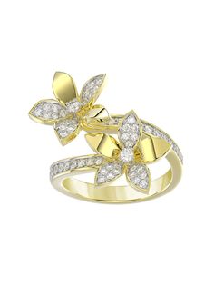 Wild Flower Yellow Gold Ring | Marchesa Luxury Flower Shaped Yellow Gold Diamond Ring, Luxury Gold Flower Diamond Ring, Luxury Yellow Gold Flower Diamond Ring, Luxury Yellow Gold Flower Ring, Yellow Gold Flower-shaped Jewelry With Center Stone, Yellow Gold Flower-shaped Ring With Diamond Accents, Luxury Yellow Gold Nature-inspired Flower Ring, Luxury Yellow Gold Flower-shaped Rings, Luxury Yellow Gold Flower-shaped Earrings