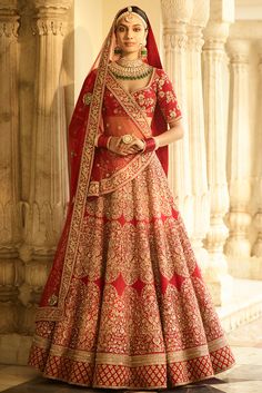 Red Colour Sabyasachi Inspired Wedding Lehenga Lehenga Sabyasachi, Sabyasachi Lehenga Bridal, Sabyasachi Bridal, Red Lehenga Choli, Bridal Lehenga Designs, Latest Bridal Lehenga, Sabyasachi Lehenga, Wedding Lehenga Designs, Bridal Lehenga Collection