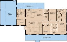 the first floor plan for a home with two separate rooms and an attached garage area