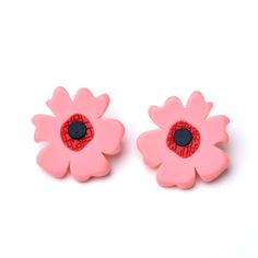 Poppy Post Earrings - Goldmakers Fine Jewelry Acrylic Earring, Holiday Earrings, Clay Poppy Earrings, Acrylic Flower Earrings, Acrylic Christmas Earrings, Polymer Clay Poppy Earrings, Flower-shaped Polymer Clay Earrings, Playful Flower-shaped Earrings, Cute Christmas Cookies