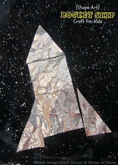 an origami rocket ship made out of paper on a black background with the words project ship craft for kids