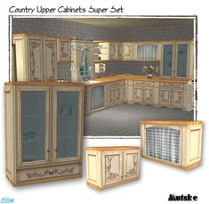 an image of a kitchen with cabinets and cupboards in the same color as shown