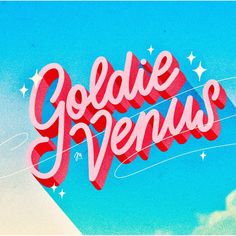 the title for goldie venus is shown against a blue sky with stars and clouds