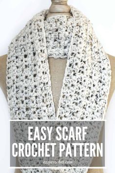 the easy scarf crochet pattern with text overlay