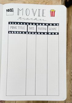 Movie tracker bullet journal Movie Tracker Bullet Journal, Movie Tracker, Tracker Bullet Journal, Bullet Journal Ideas Templates, Creating A Bullet Journal, Bullet Journal Mood Tracker Ideas, Bullet Journal Paper, Bullet Journal Tracker, Bulletin Journal Ideas