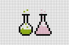 a cross stitch pattern with two beakers