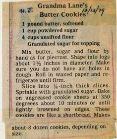 the recipe for grandma's cookies