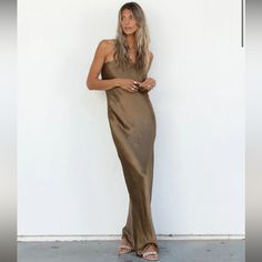 Brand New, Never Worn. This Stunning Marseille Satin Strapless Maxi Dress Wraps Your Body Effortlessly While Providing Maximum Comfort. Its Silky Fabric Is Made Of The Highest Quality For A Luxurious Look And Feel. Can Dress Up Or Down. Color Is Bronze. 50% Polyester, 50% Rayon Chic Strapless Slip Dress For Brunch, Elegant Strapless Slip Dress For Beach, Olive Green Satin Dress, Green Satin Dress, Silky Fabric, Strapless Maxi, Strapless Maxi Dress, Green Satin, Satin Dresses