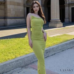 Lasaky - Dazzle in Elegance and Grace with our Sexy and Chic Backless High-Waisted Bodycon Dress with a Mermaid Hemline. Green Fitted Backless Maxi Dress, Fitted Strapless Maxi Dress For Club, Fitted One-shoulder Maxi Dress For Club, Green Fitted Strapless Maxi Dress, Backless Slip Dress, Short Maxi Dress, Bodycon Maxi Dress, Backless Bodycon Dresses, Spaghetti Strap Maxi Dress