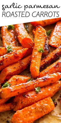 roasted garlic parmesan carrots on a plate