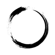 a black circle painted with brush on a white background, symbolizing the concept of harmony and balance