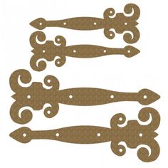 three pieces of brown paper with swirly shapes on the top, bottom and bottom