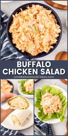 buffalo chicken salad in a bowl with lettuce