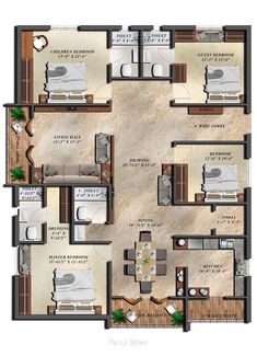 three bedroom apartment floor plan with two bathrooms and one living room on the second floor