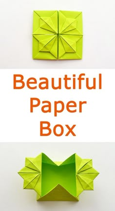 an origami box with the words beautiful paper box written on top and below it