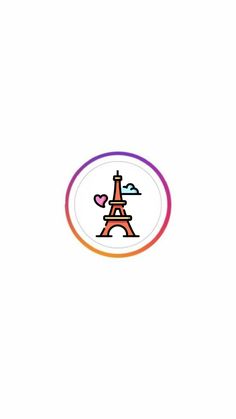 the eiffel tower with hearts in it's center on a white background