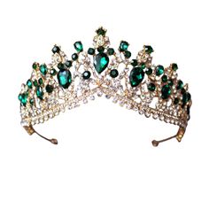 Beautiful Green And Crystal Colored Rhinestone Gems. Never Worn New. Perfect For That Princess Wedding, Prom Or Dress Up To Feel Like A Queen. 2.5"H Emerald Crystal, Tiara Crown, Princess Wedding, Bridal Tiara, Source Unknown, Tiaras And Crowns, Green Emerald, Bridal Accessories, Crystal Rhinestone