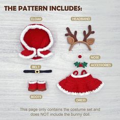 the instructions for crocheted christmas hats and booties are displayed on a table