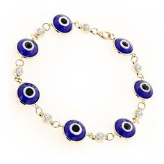 Item Code: 004865&#44 Diamond Evil Eye Bracelet, Month Gemstones, Diamond Evil Eye, Evil Eyes, Bracelet Blue, Blue Evil Eye, Evil Eye Pendant, Eye Bracelet, Yellow Gold Chain