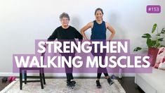 two women are dancing in front of a wall with the words all - in - one workout