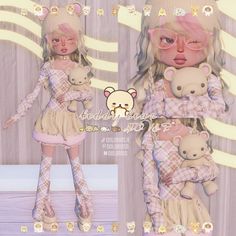 dress to impresss korilakkuma teddy bear outfit ideas / inspo no vip ! themes: teddy bear, softie ── .✦ made by me ! Dti Theme Teddy Bear, Softie Dress To Impress No Vip, Teddy Bear Dti Outfit, Teddy Bear Dress To Impress Outfit, Softie Outfit Ideas, Dti Softie Theme Outfit, Softie Dti Outfits, Softie Dress To Impress Outfit, Dress To Impress Layering Hacks