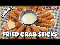 fried crab sticks with ranch dip in the middle