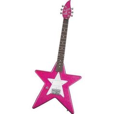 a pink and white guitar shaped like a star