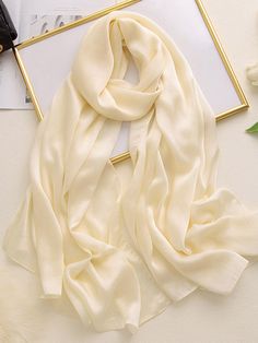 Sku CY-!73738 Material Silk Feature Solid Color Occasion Girlish Sweetness , Light Maturity Seasons Winter Type ShawlScarf Color Nude Pink,BLACK,BEIGE,LIGHT GRAY,WINE RED,LIGHT YELLOW,DEEP PINK Size FREE SIZE Please consult the size chart we provide for this item's measurements to help you decide which size to buy.Please note: There may be 1-3cm differ due to manual measurement. CMINCH Length Width FREE SIZE 180 95 White Silk Scarf For Winter, Satin Shawl, Beach Blouse, Winter Typ, Drape Maxi Dress, Seasons Winter, Reindeer Headband, Beige Light, Blouse Pants