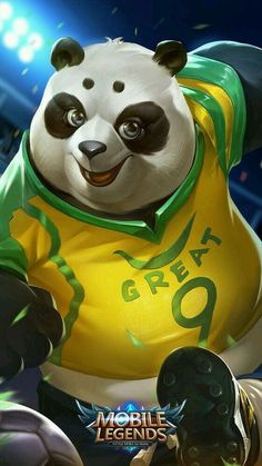 an animated panda bear in a soccer jersey