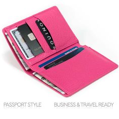 Top Grain Leather RFID Wallet with Card Slots, Handcrafted Bifold Wallet with Passport Style, Unisex Credit Card Wallet in Different Colors BETTER ORGANIZATION - A tall billfold that holds six debit, credit or business cards, your ID and money, this traditional wallet is business and travel ready. PREMIUM TOP GRAIN LEATHER - Carefully constructed using top-grain leather, these wallets are tough, durable and tear-resistant. SLIM & COMPACT / RFID BLOCKING WALLET - Stay organized without adding Pink Rfid Blocking Card Holder For Everyday Use, Pink Rfid Blocking Everyday Card Holder, Travel Wallet With Card Slots In Pink, Pink Wallets With Interior Card Slots For Travel, Pink Travel Wallet With Card Slots, Pink Bifold Card Holder With Rfid Blocking, Pink Bifold Wallet With Card Slots, Pink Bifold Card Holder For Daily Use, Pink Rfid Blocking Bifold Card Holder