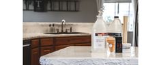 the kitchen counter is clean and ready to be used as an appliance for cleaning